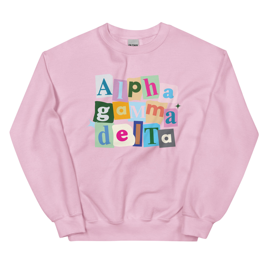 Alpha Gamma Delta Pink Pages Crewneck