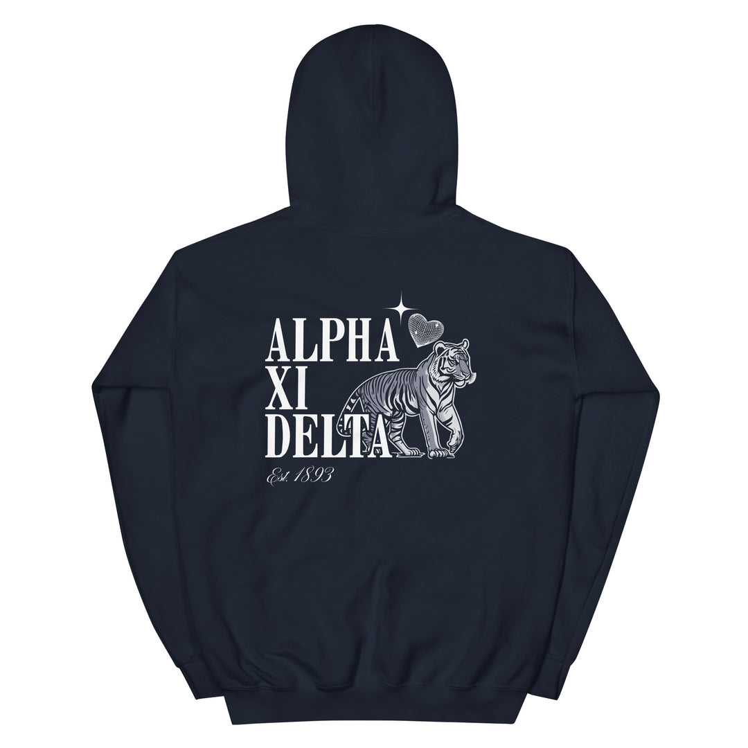 :Alpha Xi Delta Disco Tiger Hoodie