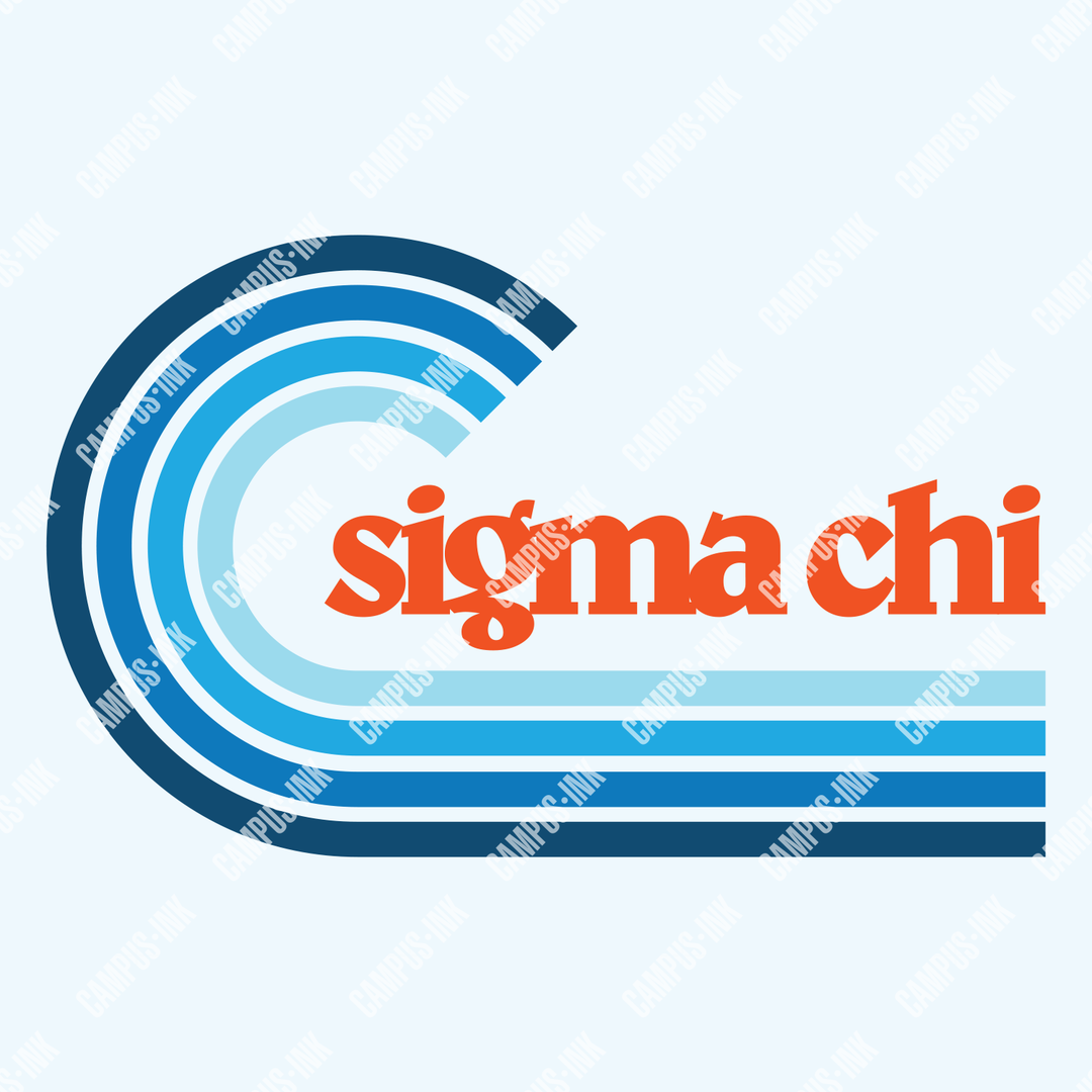 Sigma Chi Cool Blue Wave Design - Campus Ink