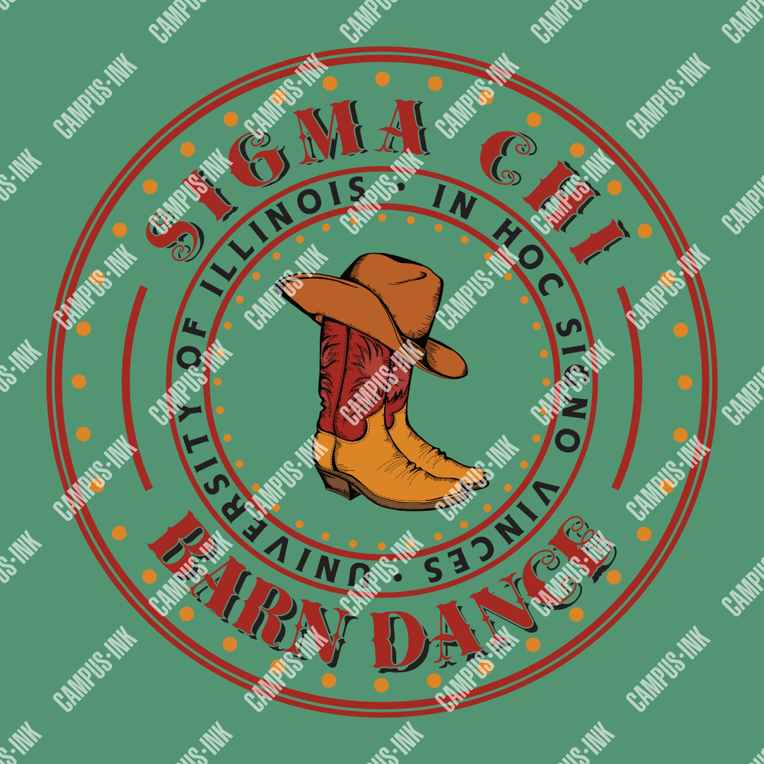 Sigma Chi Barn Dance Circle Badge Design - Campus Ink
