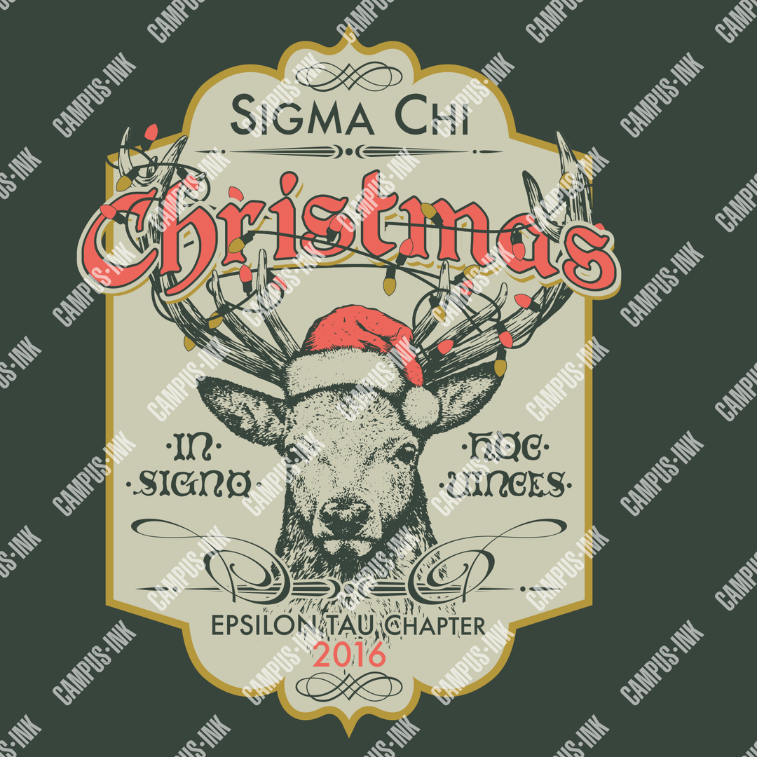 Sigma Chi Christmas Deer Design - Campus Ink