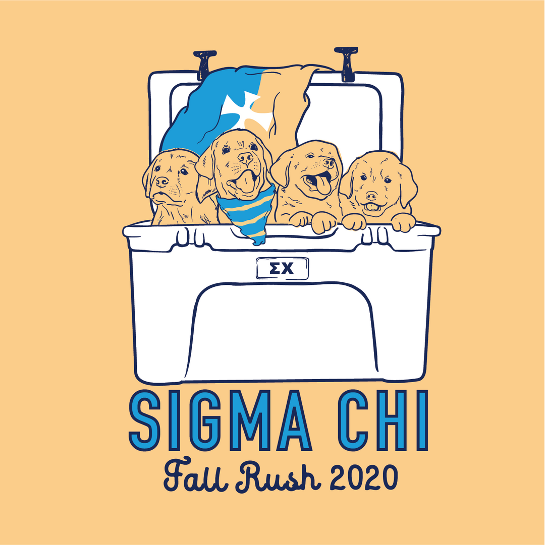 Sigma Chi Dogs In Coolers with Flags Design - Campus Ink